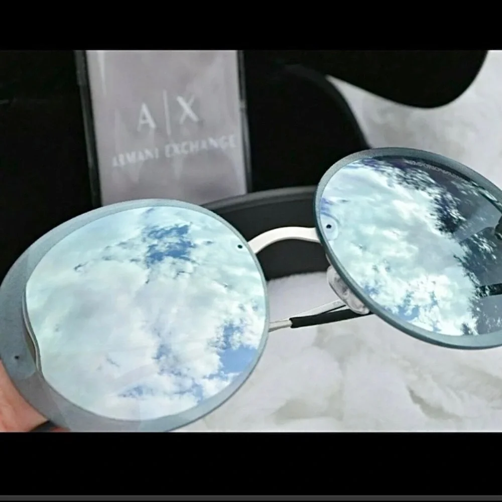 NEW Armani Exchange 30456J MATTE SILVER LENS BLUE MIRROR Metal Plastic c…